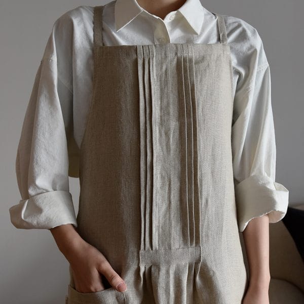 ヨーロッパリネン ピンタックエプロン【3色展開】